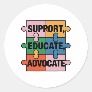 Ondersteuning Opvoeden Advocate Puzzel Stuk Autism Ronde Sticker