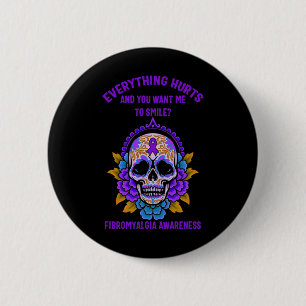 Ondersteuning Paarse lint fibromyalgie bewustzijn Ronde Button 5,7 Cm