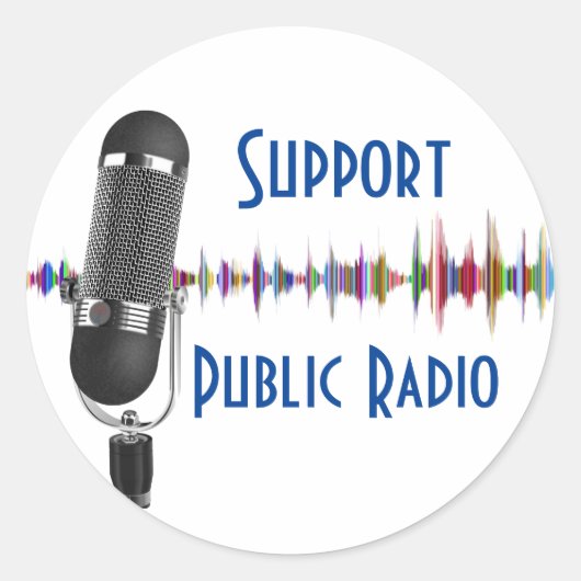 Ondersteuning publieke radio ronde sticker (Voorkant)