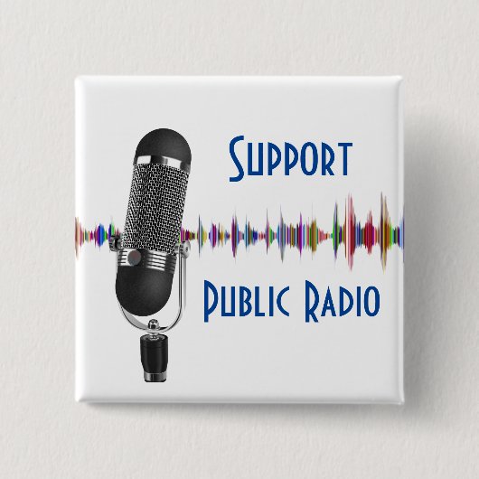 Ondersteuning publieke radio vierkante button 5,1 cm (Voorkant)