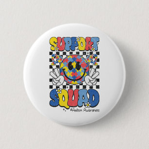 Ondersteuning Squad Autisme Bewustzijn Glimlach Ge Ronde Button 5,7 Cm