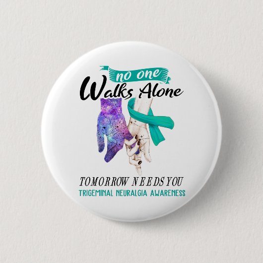 Ondersteuning Trigeminal Neuralgia Awareness Ribbo Ronde Button 5,7 Cm (Voorkant)