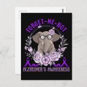 Ondersteuning van Alzheimer Awareness Cute Elephan Briefkaart (Voorkant / Achterkant)
