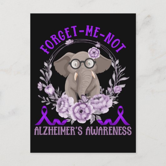 Ondersteuning van Alzheimer Awareness Cute Elephan Briefkaart (Voorkant)