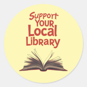 Ondersteuning van uw lokale bibliotheek Retro Book Ronde Sticker