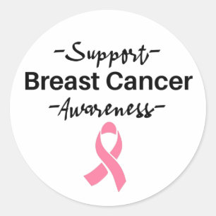 Ondersteuning voor borstkanker Roze lint Ronde Sticker