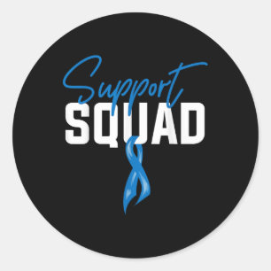Ondersteuning voor Colon Cancer Squad Blue Ribbon Ronde Sticker