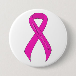 Ondersteuning voor hot-roze lint ronde button 7,6 cm