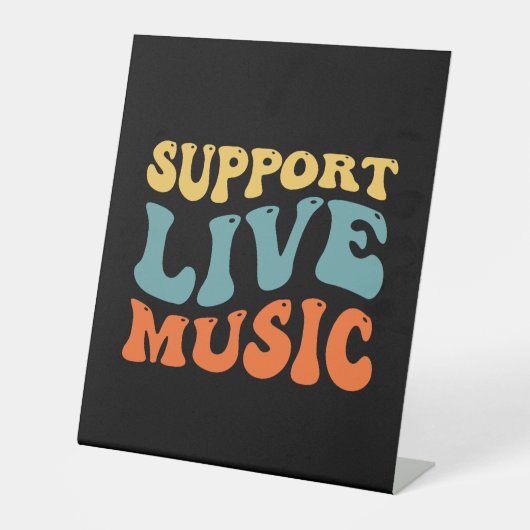 Ondersteuning voor live muziek - Retro Typography Reclamebord Met Voetstuk (Voorkant)