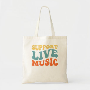 Ondersteuning voor live muziek - Retro Typography Tote Bag
