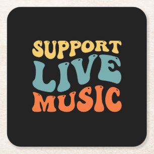 Ondersteuning voor live muziek - Retro Typography Vierkante Kartonnen Onderzetter