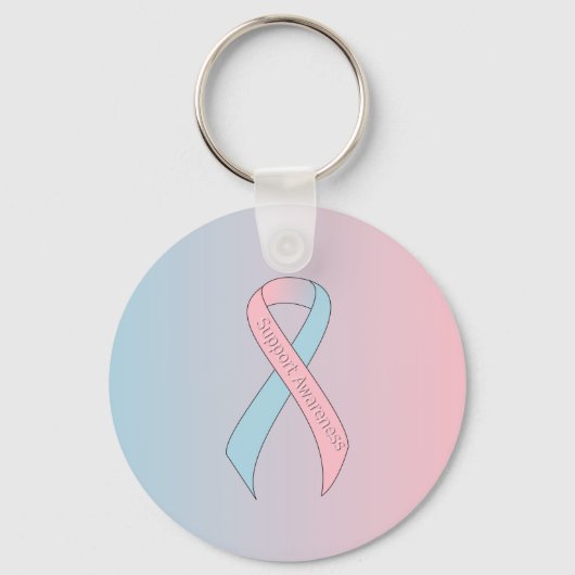 Ondersteuning voor roze en lichte blauwe lint sleutelhanger (Voorkant)