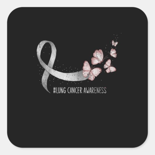 ondersteuning voor White Ribbon Support Lung Canc Vierkante Sticker (Voorkant)