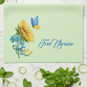 Ondersteuning voor  zonnebloem en vlinder Oekraïne Theedoek