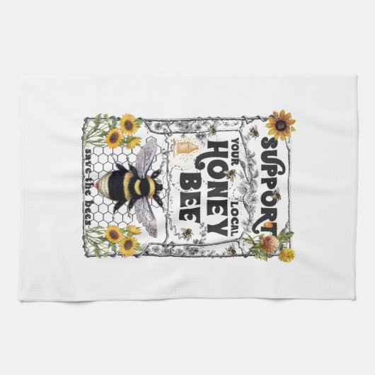 Ondersteuning Your Local Honey Bee - Kitchen Towel Theedoek (Horizontaal)