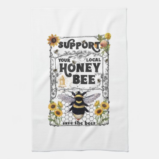 Ondersteuning Your Local Honey Bee - Kitchen Towel Theedoek (Verticaal)