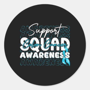 Ondersteuningsteam Colon Kanker Bewustzijn Lichtbl Ronde Sticker