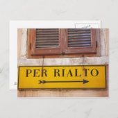 Onderteken dat de weg wijst naar de Rialto Bridge, Briefkaart (Voorkant / Achterkant)