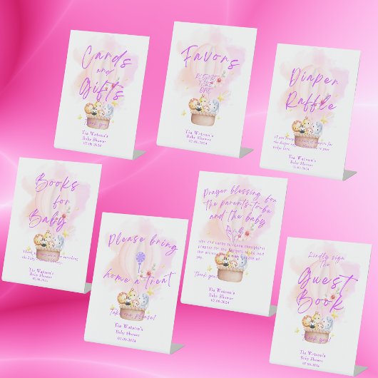 Onderteken het Gastenboek Baby Dieren Safari Reclamebord Met Voetstuk