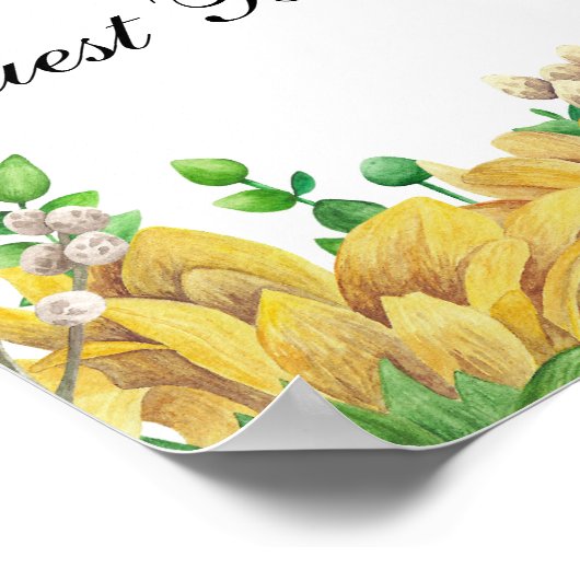 Onderteken ons gastenboek. Rustic Flowers. Zonnebl Poster (Hoek)