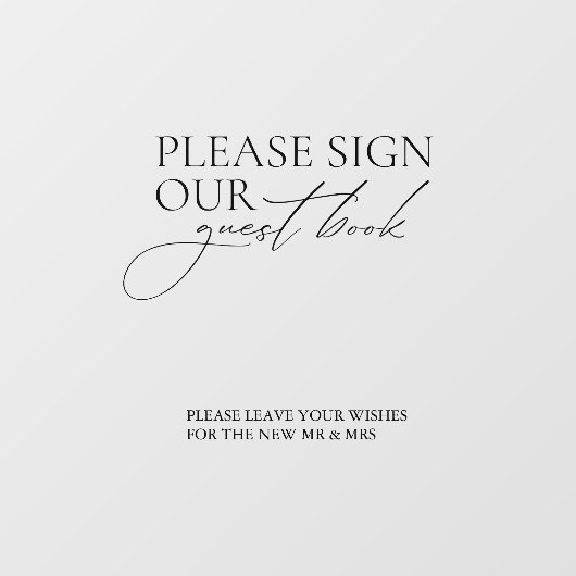 Onderteken ons Gastenboek Trouwbord Venster Cling Raamsticker (Vel)