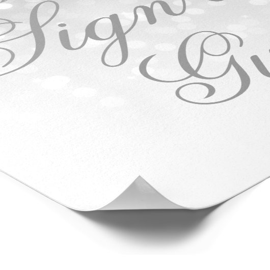 Onderteken onze bruiloft Guestbook Silver Bokeh Li Poster (Hoek)