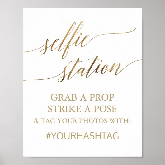 Onderteken van Elegant Gold Calligraphy Selfie Sta Poster (Voorkant)