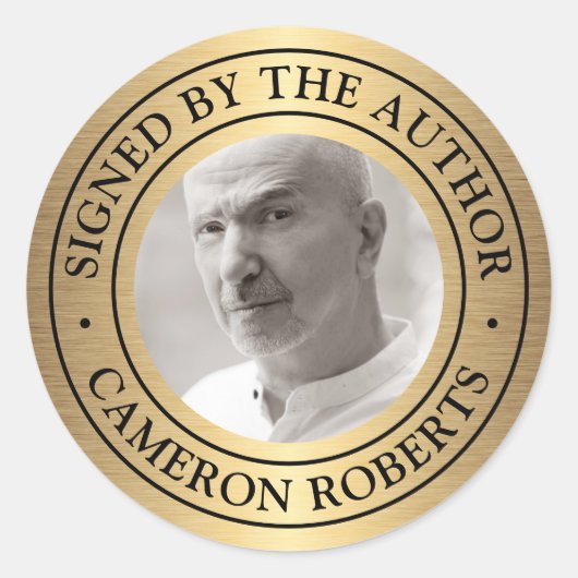 Ondertekend door de gouden gradiënt van de auteur  ronde sticker (Voorkant)