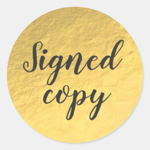 Ondertekende kopie Faux Gold Foil Writer Ronde Sticker