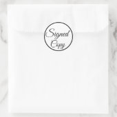 Ondertekende kopie. Zwart-Wit Ronde Sticker (Tas)