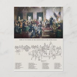 Ondertekening van de Grondwet met de geïdentificee Briefkaart