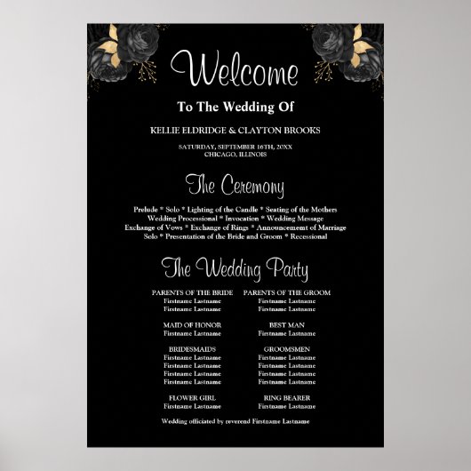 Ondertekening van het programma Black & Gold Flora Poster (Voorkant)