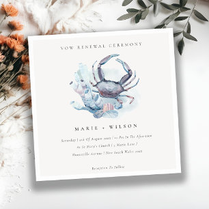 Onderwater Crab Coral Nautical Vow Renewal Invite Bedankkaart