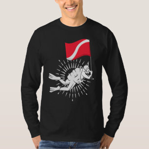 Onderwater Duik Zwemmen Duiker Vlag Ocean Scuba Di T-shirt
