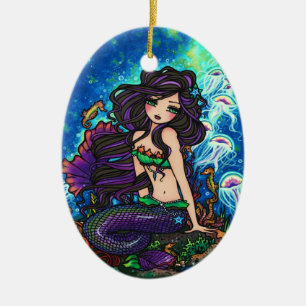 Onderwater Fantasy Mermaid Art van Hannah Lynn Keramisch Ornament