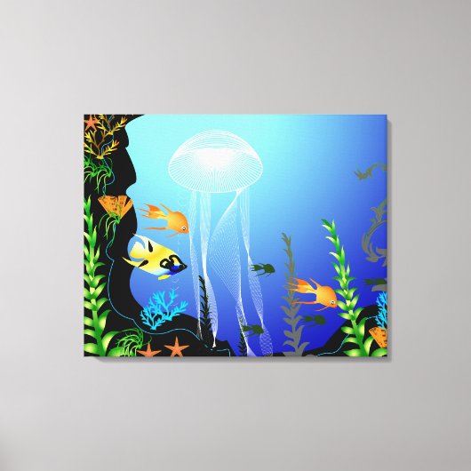 Onderwater Fish Fantasy 3 paneel Canvas Afdruk (Voorkant)
