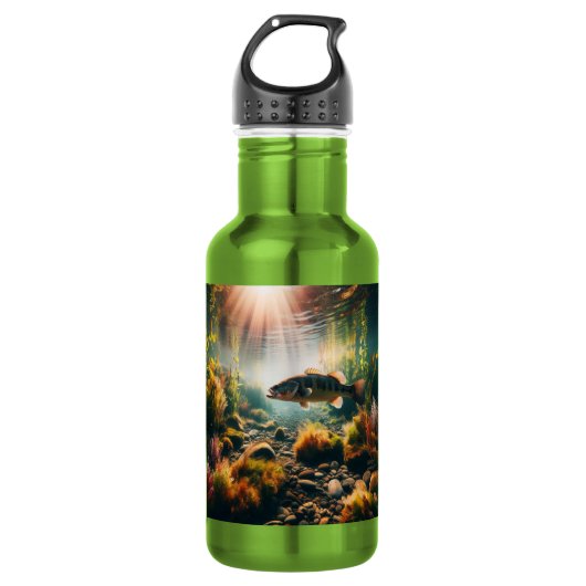 Onderwater grootbekbaars waterfles (Voorkant)