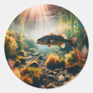 Onderwater grote mondbas ronde sticker