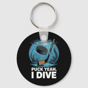 Onderwater Hockey Speler Puck Ja Duiksport Aqua Sleutelhanger
