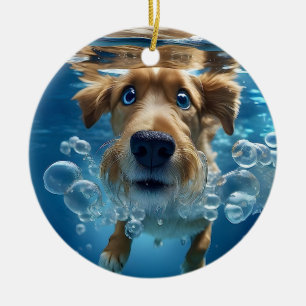 Onderwater Hond Zwemmende Bubbels Ornament