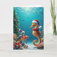 Onderwater Kerst Zeepaardje en Zee Schildpad