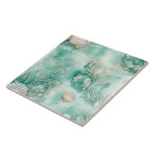 Onderwater koraal en schelpen in Blauwgroen Waterv Tegeltje (Zijkant)