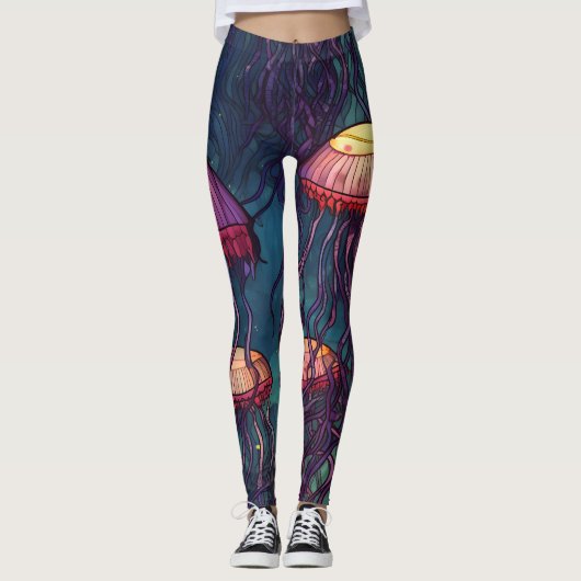 Onderwater kwallen waterverf leggings (Voorkant)