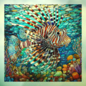 Onderwater Leeuw vis Glas in lood kunst Raamsticker (Vel 3)