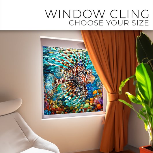 Onderwater Leeuw vis Glas in lood kunst Raamsticker