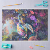 Onderwater Levendige Zee Turtle Decoupage Tissuepapier (Craft)