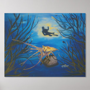 Onderwater Lobster Scuba Folie Afdrukken