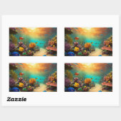 "Onderwater Marvels: 3D Ocean Fish Stickers" Rechthoekige Sticker (Vel)