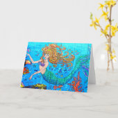 onderwater meermin notecard kaart (Gele Bloem)