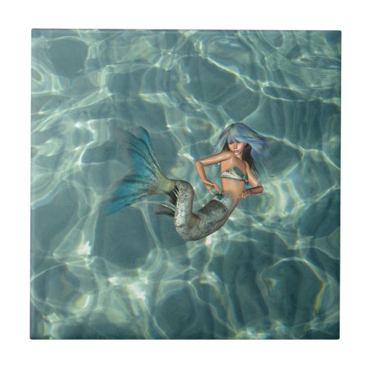 Onderwater Mermaid Tegeltje (Voorkant)